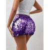 imageSHENHE Womens Sparkly Sequin High Waist Party Club Mini Bodycon Rave SkirtPurple