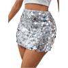 imageSHENHE Womens Sparkly Sequin High Waist Party Club Mini Bodycon Rave SkirtSilver