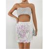 imageSHENHE Womens Sparkly Sequin High Waist Party Club Mini Bodycon Rave SkirtWhite