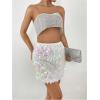 imageSHENHE Womens Sparkly Sequin High Waist Party Club Mini Bodycon Rave SkirtWhite