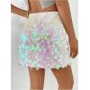 imageSHENHE Womens Sparkly Sequin High Waist Party Club Mini Bodycon Rave SkirtWhite