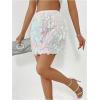 imageSHENHE Womens Sparkly Sequin High Waist Party Club Mini Bodycon Rave SkirtWhite
