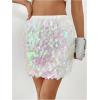 imageSHENHE Womens Sparkly Sequin High Waist Party Club Mini Bodycon Rave SkirtWhite
