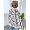 imageSHENHE Womens Striped Long Sleeve Button Up Ribbed Knit Oversized Sweater TopsBlack White