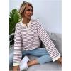 imageSHENHE Womens Striped Long Sleeve Button Up Ribbed Knit Oversized Sweater TopsPurple