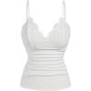 imageSHENHE Womens Plus Size Lace Camisole Top V Neck Eyelet Spaghetti Strap Tank Top Slim CamiWhite