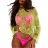 imageSHENHE Womens Sheer Hollow Out Off Shoulder Distressed Grunge Punk Sexy Sweater Knit Top Bikini Coverup TopGreen