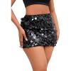 imageSHENHE Womens Sparkly Sequin High Waist Party Club Mini Bodycon Rave SkirtBlack