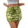 imageSHENHE Womens Sparkly Sequin High Waist Party Club Mini Bodycon Rave SkirtGreen