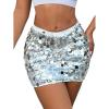 imageSHENHE Womens Sparkly Sequin High Waist Party Club Mini Bodycon Rave SkirtSilver a