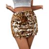 imageSHENHE Womens Sparkly Sequin High Waist Party Club Mini Bodycon Rave SkirtYellow