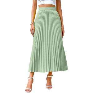 imageSHENHE Womens High Waisted A Line Maxi Pleated Skirts Office Work Elegant Basic Long SkirtsMint Green