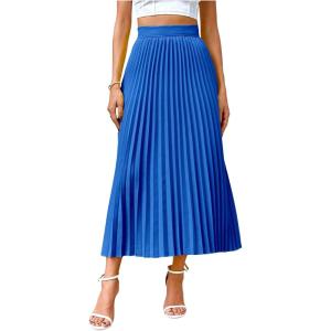 imageSHENHE Womens High Waisted A Line Maxi Pleated Skirts Office Work Elegant Basic Long SkirtsRoyal Blue