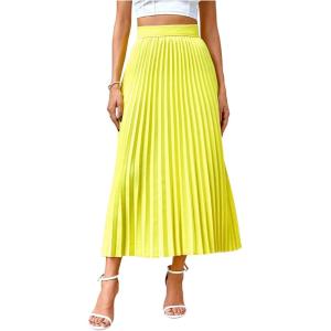 imageSHENHE Womens High Waisted A Line Maxi Pleated Skirts Office Work Elegant Basic Long SkirtsYellow