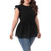 imageSHENHE Womens Plus Size Backless Top Tie Back Short Sleeve Ruffle Lace Tank Peplum Top Elegant Blouse ShirtBlack