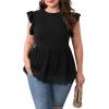 imageSHENHE Womens Plus Size Backless Top Tie Back Short Sleeve Ruffle Lace Tank Peplum Top Elegant Blouse ShirtBlack