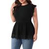 imageSHENHE Womens Plus Size Backless Top Tie Back Short Sleeve Ruffle Lace Tank Peplum Top Elegant Blouse ShirtBlack