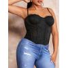 imageSHENHE Womens Plus Size Bustier Lace Trim Mesh Slim Fitted Sexy Crop Camisole TopBlack