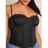 imageSHENHE Womens Plus Size Bustier Lace Trim Mesh Slim Fitted Sexy Crop Camisole TopBlack