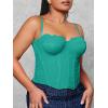 imageSHENHE Womens Plus Size Bustier Lace Trim Mesh Slim Fitted Sexy Crop Camisole TopGreen