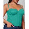 imageSHENHE Womens Plus Size Bustier Lace Trim Mesh Slim Fitted Sexy Crop Camisole TopGreen