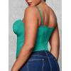 imageSHENHE Womens Plus Size Bustier Lace Trim Mesh Slim Fitted Sexy Crop Camisole TopGreen