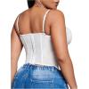 imageSHENHE Womens Plus Size Bustier Lace Trim Mesh Slim Fitted Sexy Crop Camisole TopWhite