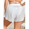 imageSHENHE Womens Plus Size Drawstring Waist Cover Ups Shorts Sheer Loose Boho Shorts Beachwear White 1XL