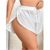 imageSHENHE Womens Plus Size Drawstring Waist Cover Ups Shorts Sheer Loose Boho Shorts Beachwear White 1XL