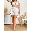 imageSHENHE Womens Plus Size Drawstring Waist Cover Ups Shorts Sheer Loose Boho Shorts Beachwear White 1XL