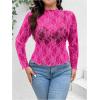 imageSHENHE Womens Plus Size Floral Lace Mesh Long Sleeve Sheer See Through Crop Top Sexy BlouseHot Pink