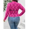 imageSHENHE Womens Plus Size Floral Lace Mesh Long Sleeve Sheer See Through Crop Top Sexy BlouseHot Pink