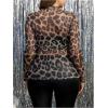 imageSHENHE Womens Plus Size Floral Lace Mesh Long Sleeve Sheer See Through Crop Top Sexy BlouseLeopard Brown
