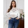 imageSHENHE Womens Plus Size Floral Lace Mesh Long Sleeve Sheer See Through Crop Top Sexy BlouseWhite