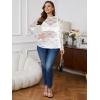 imageSHENHE Womens Plus Size Floral Lace Mesh Long Sleeve Sheer See Through Crop Top Sexy BlouseWhite