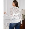 imageSHENHE Womens Plus Size Floral Lace Mesh Long Sleeve Sheer See Through Crop Top Sexy BlouseWhite