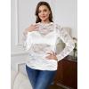imageSHENHE Womens Plus Size Floral Lace Mesh Long Sleeve Sheer See Through Crop Top Sexy BlouseWhite