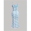 imageSHENHE Womens Plus Size Floral Spaghetti Strap Ruched Bodycon Dress Party Club DressBlue