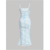 imageSHENHE Womens Plus Size Floral Spaghetti Strap Ruched Bodycon Dress Party Club DressLight Blue