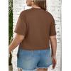 imageSHENHE Womens Plus Size Fringe Top Sequin Tassel Western Top Short Sleeve Cropped Going Out TshirtBrown