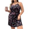 imageSHENHE Womens Plus Size Heart Print Nightgowns Spaghetti Strap Cami Slip NightdressButterfly Black