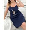 imageSHENHE Womens Plus Size Heart Print Nightgowns Spaghetti Strap Cami Slip NightdressCoffee Print Blue