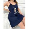 imageSHENHE Womens Plus Size Heart Print Nightgowns Spaghetti Strap Cami Slip NightdressCoffee Print Blue