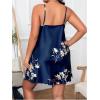 imageSHENHE Womens Plus Size Heart Print Nightgowns Spaghetti Strap Cami Slip NightdressSatin Floral Blue