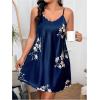 imageSHENHE Womens Plus Size Heart Print Nightgowns Spaghetti Strap Cami Slip NightdressSatin Floral Blue