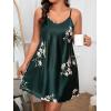 imageSHENHE Womens Plus Size Heart Print Nightgowns Spaghetti Strap Cami Slip NightdressSatin Floral Green