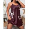 imageSHENHE Womens Plus Size Heart Print Nightgowns Spaghetti Strap Cami Slip NightdressSatin Floral Red Violet