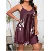 imageSHENHE Womens Plus Size Heart Print Nightgowns Spaghetti Strap Cami Slip NightdressSatin Floral Red Violet