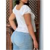 imageSHENHE Womens Plus Size Lace Babydoll Top Puff Sleeve Button Up Sweetheart Neck Cute Peplum Blouse TopWhite