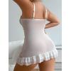 imageSHENHE Womens Plus Size Lace Trim Babydolls Ruched Sleepwear Underwire Low Rise Bow LingerieWhite
